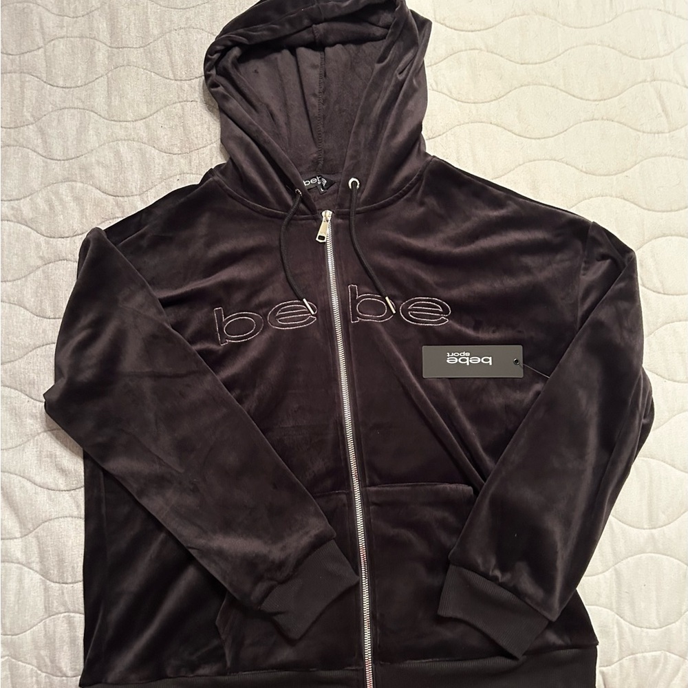 Bebe Black Velvet Hoodie
